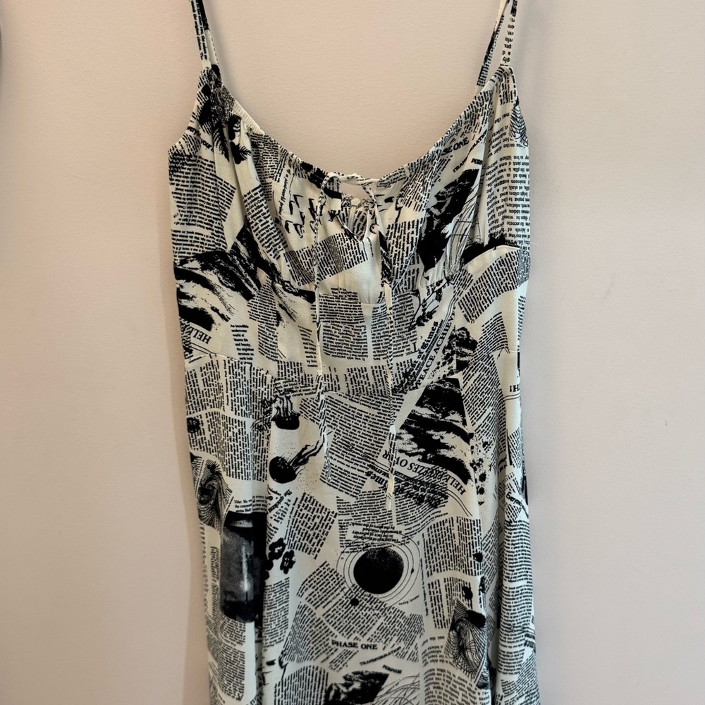 Reformation Monochrome Newspaper Print Dress